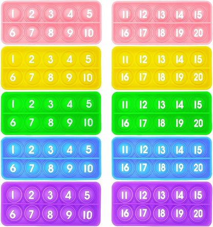 1-20 Ten Frame Popper, Math Fidget Sensory Toys, Ten-Frame Counting Toy for Toddler, Educational Toy for Kids Classroom Group Learning Activities(Pack of 10)