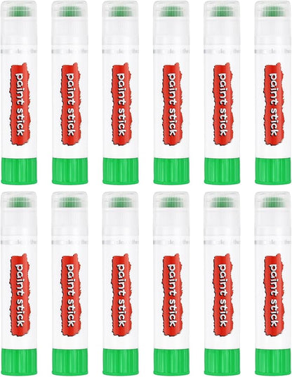 PATIKIL Tempera Paint Sticks, 12 Pcs Solid Tempera Paints Sticks Washable Bulk Markers Pen Quick Drying for Artists Beginners Art Supplies, Light Green
