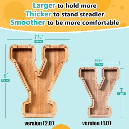 SummiDate Wooden Letter Piggy Bank| Piggy Bank for Boys Girls Toddler| Alphabet Y Money Bank| Coin Bank Birthday Gift for Kids|Birthday Gift for Kids (Y)