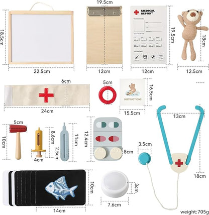 Doctor Kit for Toddlers 3-5, Pet Vet Pretend Play Toys for Kids, with X-Ray, Wooden Light Box, Medical Tools, STEM Educational Montessori Toys