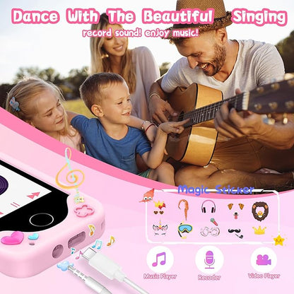 Kids Smart Phone with Dual Camera, Game & Music Player, Toddler Learning Play Toy Cell Phone, Gifts for Girls, Christmas, Birthday, Age 3-10, Light Pink