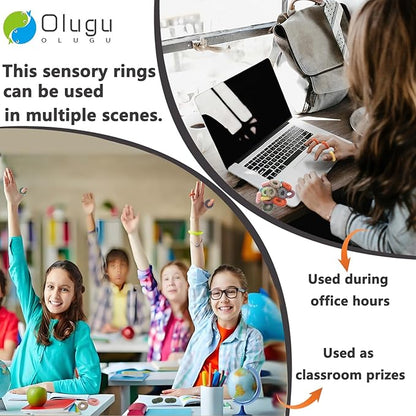 Fidget Toys Sensory Rings for Kid, 20 Pack Finger Sensory Toys for Kids with Autism-Stress Relief Rings, Quiet Classroom Fidget Rings for Kids 8-12 Relieve Anxiety