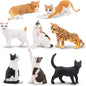 Toymany 8PCS Realistic Cat Figurines, Educational Cat Figures Toy Set, Kitten Halloween Cake Topper Christmas Birthday Gift for Kids Boys Girls Children