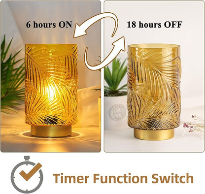 Battery Operated Table Lamp, Cordless Lamps for Home Decor, Battery Powered Nightlight with LED Bulb with Timer, Decorative Lights for Living Room Bedroom Tabletop Entryway Centerpiece Gift (L Yellow)
