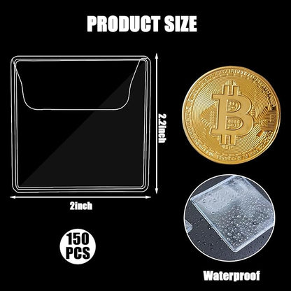 Ysglory 150Pcs Single Pocket Coin Flips Clear Coin Collector Protectors Individual Plastic Sleeves Holders Small Coin Pouch for Jewelry Storage Currency Collectors (2.2 x 2.2 Inch) (Rectangular)