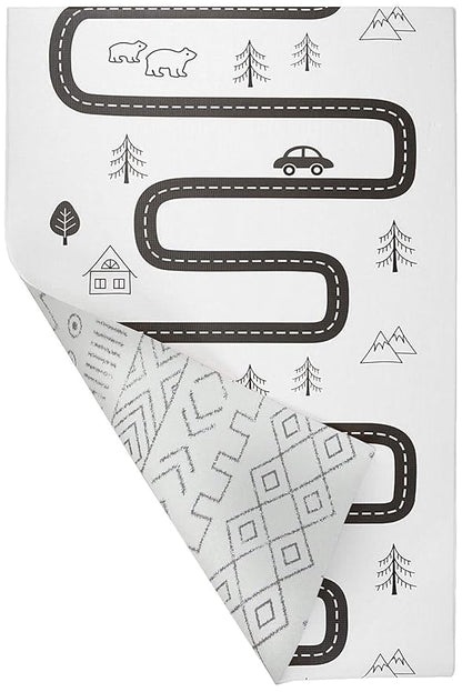 Baby Care Play Mat (Medium, Nordic Trails - Tribal) 73’’ x 49’’ Original One-Piece Reversible Rollable Waterproof Firm PVC Play Mat for Infants, Babies, Toddler, and Kids