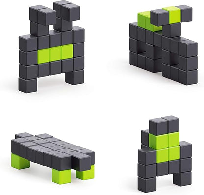 PIXIO Bot Story Series 24 Magnetic Blocks Stress Relief Construction Toy, Building Blocks in 8-bit Pixel Art, Creativity for Kids, Fidget Toy