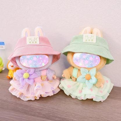 17cm Doll Clothes Set, 3 Pieces Dress Outfit Set for 6.7inch Doll Suit, Fashion Chic Hat & Clothes Accessories for 1st/2nd/3rd Gen Dolls Play & Display Light Green