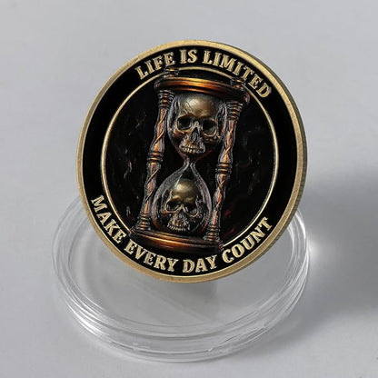 AtSKnSK Memento Mori Coin Momento Mori Coin Skull Coin Stoic Gifts Memento Mori Calendar Living Memento Mori Amor Fati Coin (Crack Time Warning)
