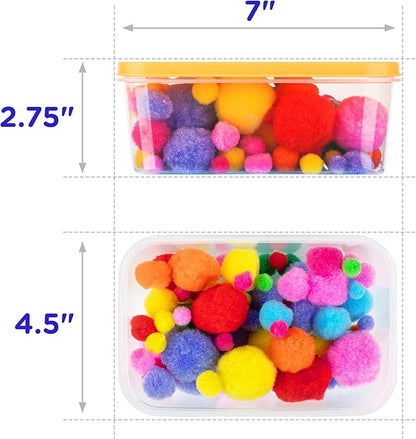 Sensory Kit for Toddlers and Kids - Includes 6 Bins with Lids, Play Tools, Sand, Feathers, Clay, Color Beads and Pom Poms Kids Box Fillers (4 Pack)