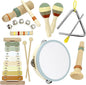 Baby Musical Instruments Montessori Wooden Toys for Toddlers, Neutral Colors Percussion Instruments Set, Modern Boho Xylophone Tambourin