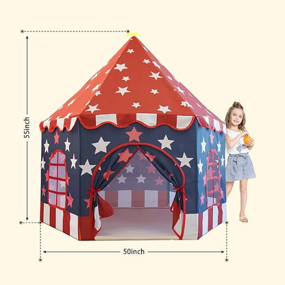 Large Girls Play Tent Princess, Boys Castle Kids Playhouse Indoor Outdoor Toddler Teepee | American Style Design, Age 3-8| Detailed Instructions| Colorful Package| Christmas Birthday Gift red