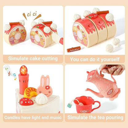 83 PCS Birthday Cake Food Play Set - Food Toy Pretend Cutting Play Cake Desserts Ice Cream and Donuts Food Toys - Birthday Gifts Toy Set for Boys Kids Girls