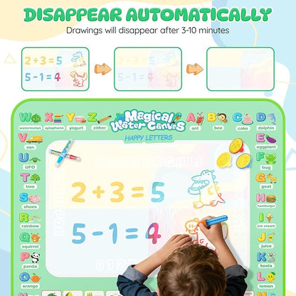 Water Doodle Mat 40 X 32 Inches Mess Free Coloring Magic Drawing Mat Toddlers Educational Toys,Birthday Christmas Gifts for 3 4 5 6 7 8 Years Old Boys Girls