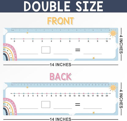 26 Pack Boho Number Line Dry Erase Boards Cards, 14"x4", Double-Sided, Math Manipulatives for Kids, Student, Kindergarten Elementary Special Education 1st Grade Classroom Must Haves