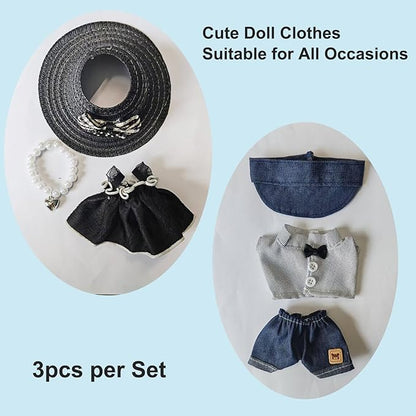Clothes for 17cm Doll (No Doll)- 3 Sets Premium Handmade Clothes for LBB Dolls, Adjustable Kawaii Outfits for 17cm Collectibles | Stylish Fashion for Play Display Holidays