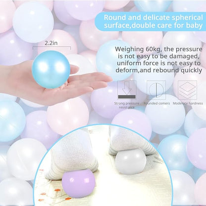 Ball Pit Balls Pack of 100 200 500 - Star and Round Set BPA Free Phthalate Free Non-Toxic Crush Proof Play Balls Soft Plastic Balls for Toddlers Baby Kids Birthday Pool Tent Party