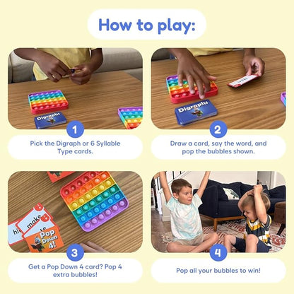 THE FIDGET GAME Science of Reading Flash Cards & Popping Mats - Master Digraphs & Syllables - Engaging Educational Kit for Dyslexia & Young Readers, Grades 1-3