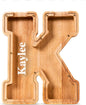Summidate Customized Name Large Wooden Piggy Bank for Kids Boys Girls Alphabets Letter A-Z Coins Bills Money Change Bank Box Initial on Clear Cover (Laser Engraved) (Alphabet-K, Personalized-9")