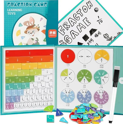 2026 New Magnetic Fraction Demonstration Book for Kids, 102 Pcs Magnetic Fraction Tiles & Fraction Circles, Educational Puzzle Math Fraction Manipulatives Disc Set for Early Math Skills (A)