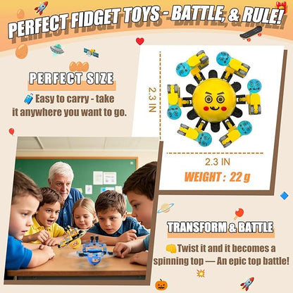 4Pcs Transformable Fidget Spinners for Kids Sensory Fidget Toys Teens Quiet Airplane Road Trip Travel Activities Essential Stocking Stuffers Bulk Gifts for Boys Girls Toddlers Autism ADHD B