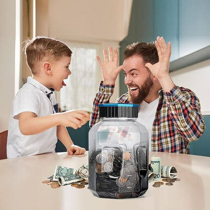 X-Large Piggy Bank for Adults Kids, Vcertcpl Digital Coin Counting Bank with LCD Counter, 2.4L Capacity, Great Coin Counter Bank Money Counting Jar with Total Amount Displayed (G Gray, X-Large)