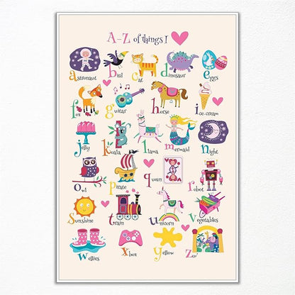 Animal Alphabet Poster, Abc Animal Poster for Toddlers, Alphabet Letters for Wall, Educational Learning Posters for Toddlers 1-3, Classroom Must Haves Poster, Baby Nursery Print 12x16in Unframed