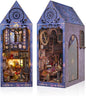 DIY Book Nook Kit, Miniature Bookshelf Decor with LED Lights, Laser-Cut Wooden Craft Set for Adults, Creative Gift for Christmas, Birthday, Time Castle