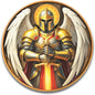 St Benedict Coin & Angel Warrior Metal Token Set - Christian Religious Medallion with Latin Prayer & Fantasy Archangel Design