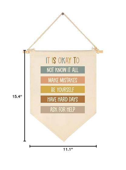 It Is Okay-Classroom Decor-Classroom Poster-Playroom Art-Child Art-Teacher Present-Canvas Hanging Pennant Flag Banner Wall Sign Decor Gift