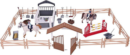 Horse Stable Playset, Pretend Play Toys Animal Toys Set for Boys and Girls 3+ Birthday Gifts