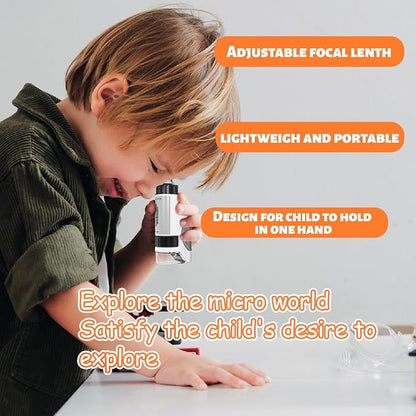 Kids Microscope, 50x-300x Kids Magnifying Glass, Handheld Microscope for Kids Exploration, Educational Toys for Kids, Toddlers, Gift for Children