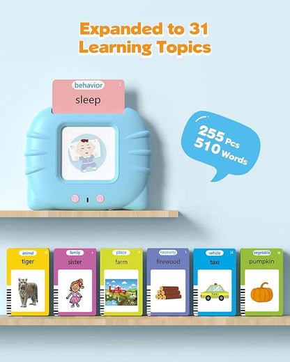 510 Words, Talking Flash Cards for Toddler 1 2 3 4 Year Olds, Language Learning Tools, Pocket Speech Therapy Tools, Autism Aids, Montessori Tools with 31 Themes, Children's Sensory Educational Tools