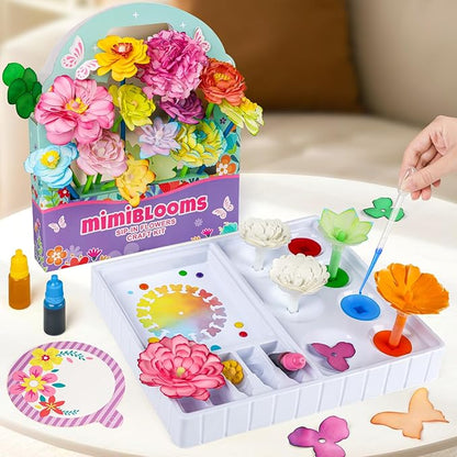 Mimiblooms Paper Flowers Science Kit for Girls, Magic Flower Paper Color Science Dyeing Kit, Arts&Crafts for Kids Age 8-12, Science Experiments Color Changing for Girls 6 7 9 10 11 yr Birthday Gift