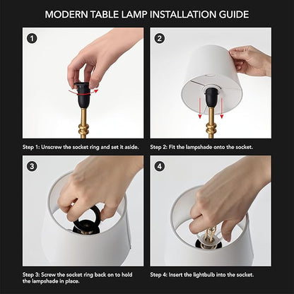 Wireless Table Lamp - Rechargeable LED Desk Lamp with Dimmer, 3 Brightness Levels, Swedish Design for Home, LED Light Bulb Included, for Office, Kitchen or Bedroom (Gold)