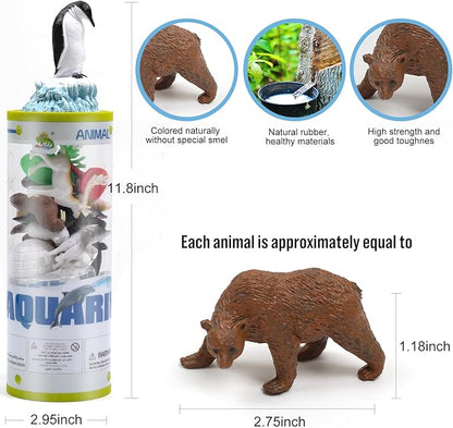 UNIQUE KIDS Mini Arctic Animals Figurine Creatures in Tube 15 pcs Set | Realistic Tiny Little Animals for Sensory Bin, Birthday Party Favor, Toddler 3-5 (Arctic Animals)