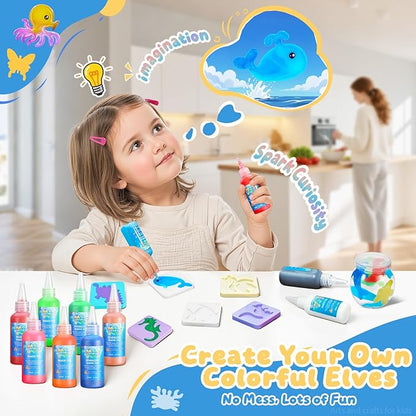 Crafts Kits Toys - Birthday Gifts for Girls & Boys 6-12, 25 Molds 20 Colors Magic Water Elf Toy Kit, Aqua Fairy Water Gel Kit for Kids, DIY Squishy Maker, Make Your Own Water Pets