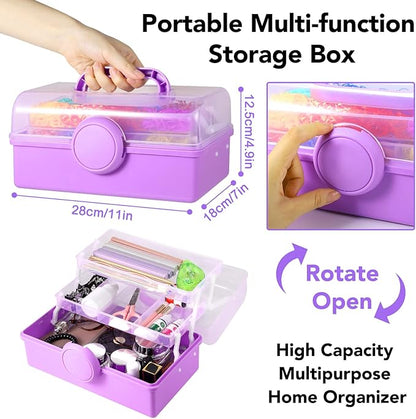 18500+ Bracelet Making Kit Rubber Band, 26 Colors Rubberband Bracelet Kit with 3 Layer Container Includes Glow-in-The-Dark Rubber Bands, Bracelet Making Refill Kit Birthday Gift for Kids(Purple)