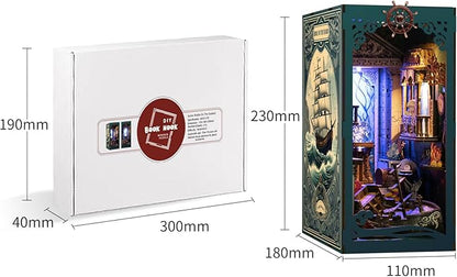 Book Nook Kit - DIY Miniature Dolls House Kit with Furniture and LED Light, 3D Puzzle Wooden Art Bookends, Model Kits for for Adults and Teens (Deep Sea Secret Shadow)