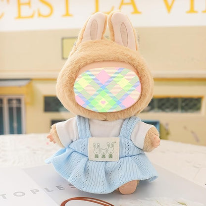 Clothes for Dolls Accessories (No Doll), Kawaii Shirt Skirt Outfit Set 2 Pieces for 15cm 17cm Doll Suit, Stylish Dress Up Doll Clothing Set Replacement Blue