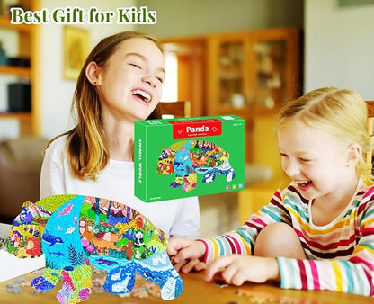 Puzzles for Kids Ages 4-8, 180 Piece Panda Animal Shaped Kids Puzzles Jigsaw Puzzles Educational Learning Toys for Kid Boys Girls Ages 4 6 7 8 Christmas Easter Party Favors Gift