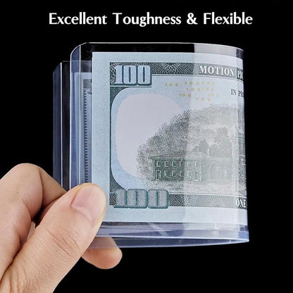 50 Pack Dollar Bill Sleeves, Clear PVC Currency Holders Transparent Bill Display Protectors for Regular Bills Cash Money Banknotes and Stamps, 6.8 x 2.9 Inch