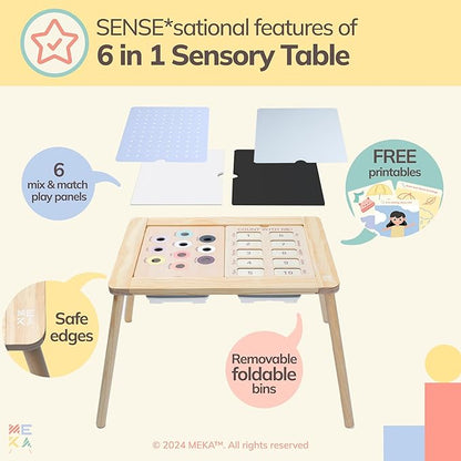 MEKA Sensory Table 6-in-1, Includes 6 Play Panels and 2 Sensory Bins (Lights Sold Separately)