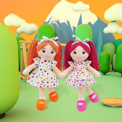 June Garden 23" Snuggle Cuties Bella - Soft Cuddly Plush Doll Gift for Girls - Huggable Rag Doll - Orange XL