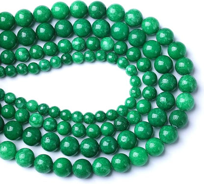 10MM 38PCS Natural Stone Green Cloudy Jade Spacer Loose Beads for Jewelry Making DIY Bracelet Necklace 1 Strand 15’’
