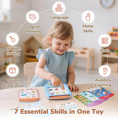 JoyCat Kids Learning Tablet: 156 Pages Tap-to-Read Flash Cards with 20 Listen & Find Games, Montessori Toy for Alphabet, Phonics, Words, Simple Math, Colors, Shapes & Songs - Autism Gifts (Ages 2-6)