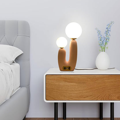 Decorative Mushroom Lamp, Resin Lamp for Desk, Unique Globe Lamps for Bedrooms and Side Tables, Desk Lamps for Night Stands, Portable Table Lamps for Living Room (Pink)