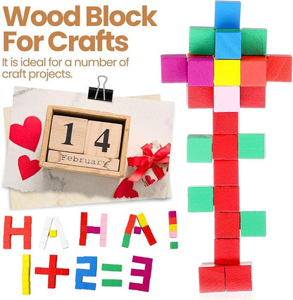 Barydat 300 Pcs 0.5 in Wooden Cubes,Unfinished Wooden Blocks for Crafting Natural Craft Wood Square Blank Cube for DIY Project Baby Showers