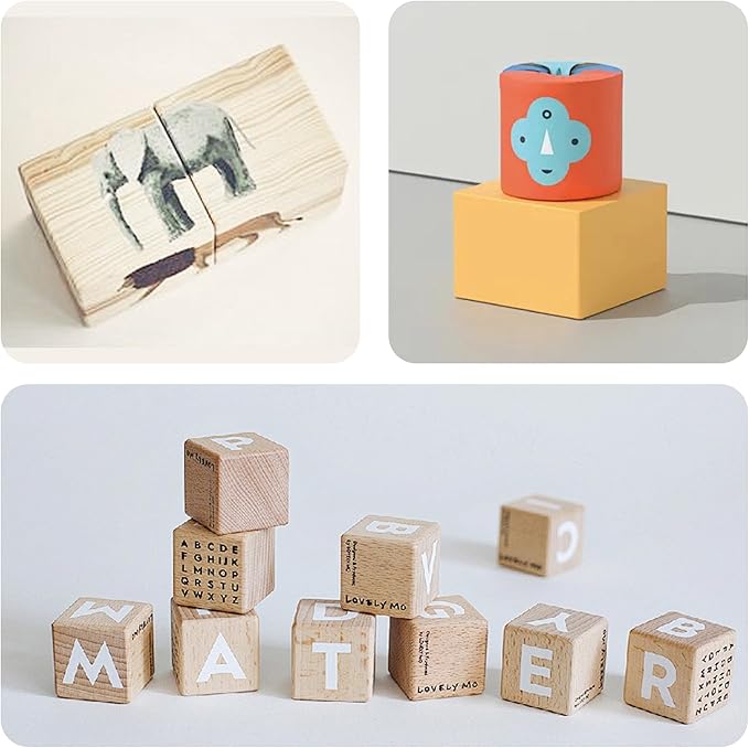 30Pcs 2.5cm Unfinished Wood Cubes, 1” Natural Square Wooden Blocks for Math Counting, Crafts, and DIY Projects