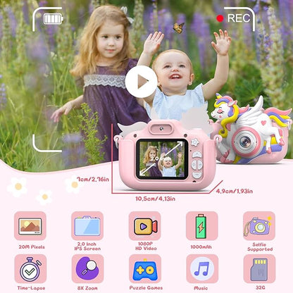 Kids Camera Toys for Girls Boys 3-12 | Toddler Camera Ideal Kids Digital Selfie Video Camera | Birthday Easter Gift for 4 5 6 7 8 9 Year Old Girls Boys | Fun Toy for Ages 3-8